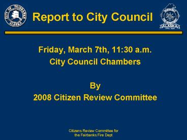 Report to City Council presentation | free to view