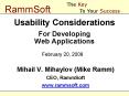Usability Considerations For Developing Web Applications PowerPoint PPT Presentation