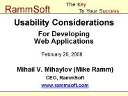 Usability Considerations For Developing Web Applications