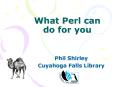 What Perl can do for you PowerPoint PPT Presentation