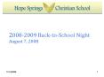 20082009 BacktoSchool Night August 7, 2008 PowerPoint PPT Presentation