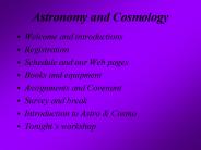 Astronomy and Cosmology