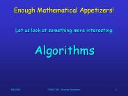 Enough Mathematical Appetizers!