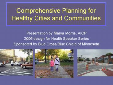 Comprehensive Planning for Healthy Cities and Communities