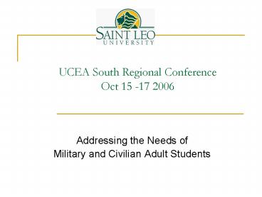 UCEA South Regional Conference Oct 15 17 2006