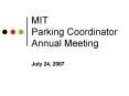 MIT Parking Coordinator Annual Meeting PowerPoint PPT Presentation