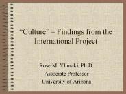 Culture Findings from the International Project
