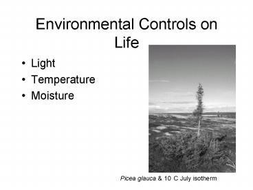 Environmental Controls on Life