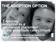 THE ADOPTION OPTION   Exploring  Adoption as a  permanent placement  in the substitute care context. PowerPoint PPT Presentation