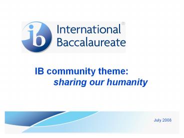 IB community theme: sharing our humanity