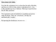 More about Life Tables