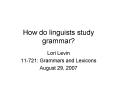 How do linguists study grammar PowerPoint PPT Presentation