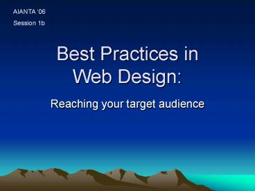 Best Practices in Web Design: