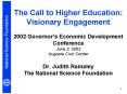 The Call to Higher Education: Visionary Engagement 2002 Governors Economic Development Conference Ju PowerPoint PPT Presentation
