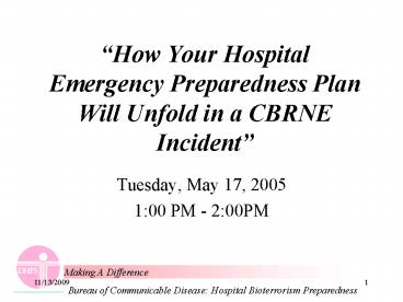 How Your Hospital Emergency Preparedness Plan Will Unfold in a CBRNE Incident
