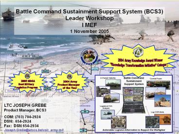 Logistics Battle Command Course  Battle Command Sustainment Support System  BCS3