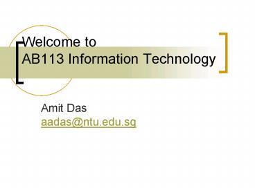 Welcome to AB113 Information Technology