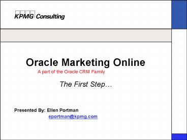 Oracle Marketing Online The First Step