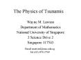 The Physics of Tsunamis PowerPoint PPT Presentation