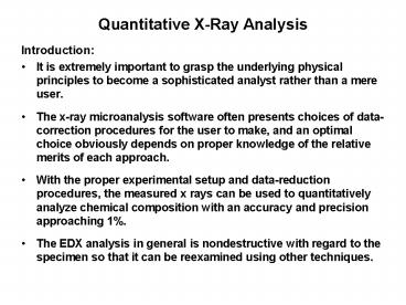 Quantitative XRay Analysis