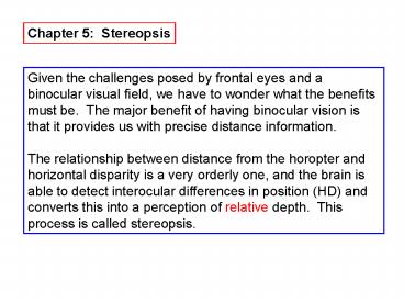 Chapter 5: Stereopsis