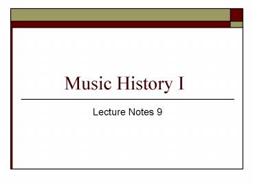 Music History I