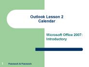 Outlook Lesson 2 Calendar