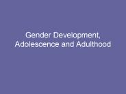 Gender Development, Adolescence and Adulthood