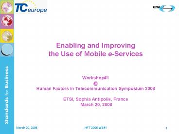 Enabling and Improving the Use of Mobile eServices
