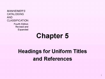 Headings for Uniform Titles
