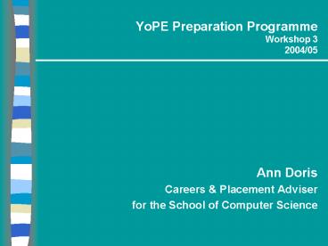 YoPE Preparation Programme Workshop 3 200405