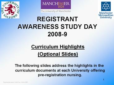 REGISTRANT AWARENESS STUDY DAY 20089