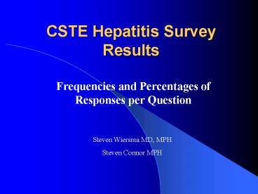 CSTE Hepatitis Survey Results