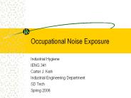 Occupational Noise Exposure