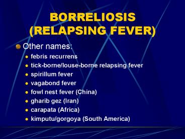 BORRELIOSIS RELAPSING FEVER