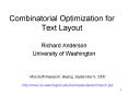Combinatorial Optimization for Text Layout PowerPoint PPT Presentation