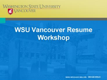 WSU Vancouver Resume Workshop