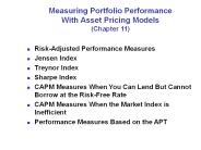 Measuring Portfolio Performance With Asset Pricing Models (Chapter 11)