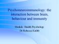 Psychoneuroimmunology: the interaction between brain, behaviour and immunity PowerPoint PPT Presentation