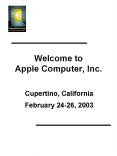 Welcome to Apple Computer, Inc' PowerPoint PPT Presentation