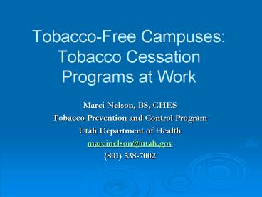 TobaccoFree Campuses: Tobacco Cessation Programs at Work