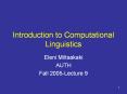 Introduction to Computational Linguistics PowerPoint PPT Presentation