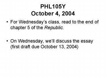 PHL105Y October 4, 2004
