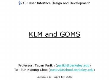KLM and GOMS