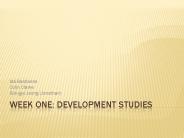 Week One: Development Studies