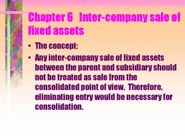 Chapter 6 Intercompany sale of fixed assets