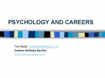PSYCHOLOGY AND CAREERS