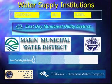 Water Supply Institutions