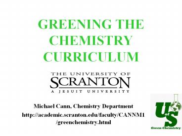 Michael Cann, Chemistry Department