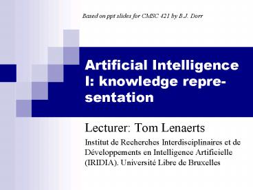 Artificial Intelligence I: knowledge repre sentation